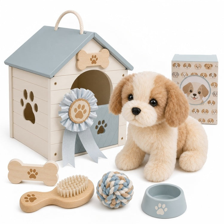 Cat Care Playset for Kids – Wooden Cat House with Plush Kitten & Pet Accessories