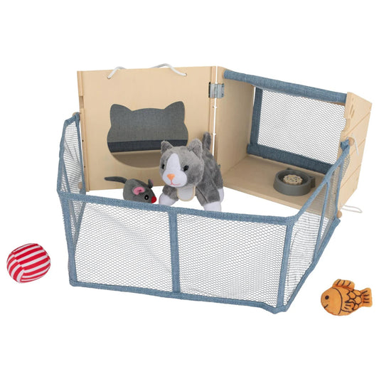 Montessori Wooden Cat House Playset