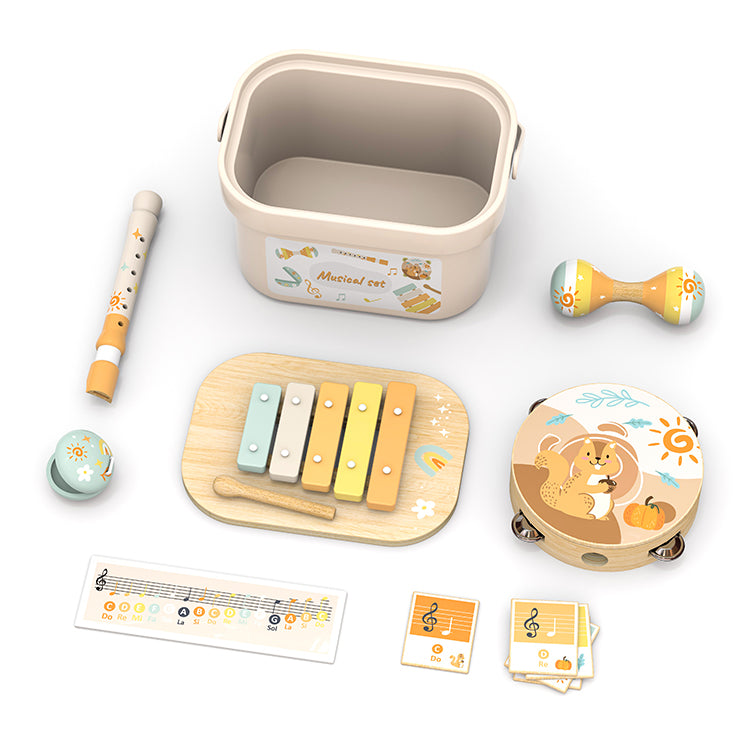 Wholesale Wooden Musical Instrument Set with Storage Box, OEM Available