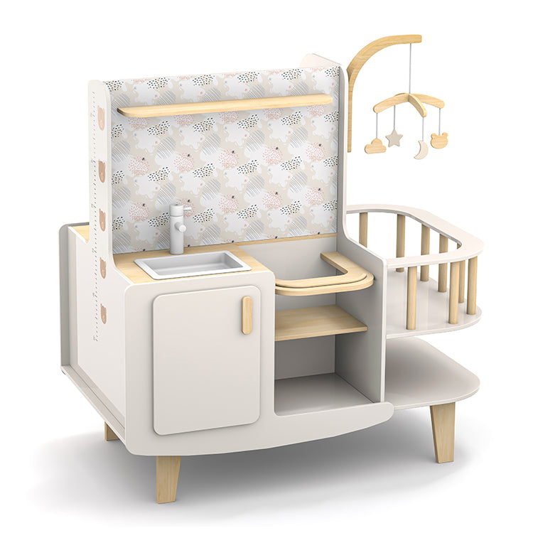 Montessori Wooden Doll Changing Table & Crib Playset