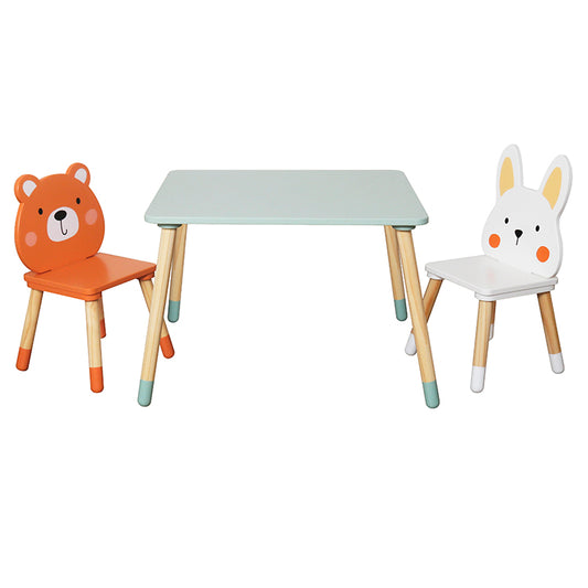 Wholesale Kids Wooden Table & 2 Chairs Set, Animal-Themed Toddler Furniture, OEM Available