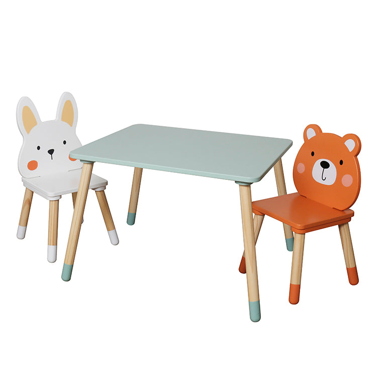 Wholesale Kids Wooden Table & 2 Chairs Set, Animal-Themed Toddler Furniture, OEM Available