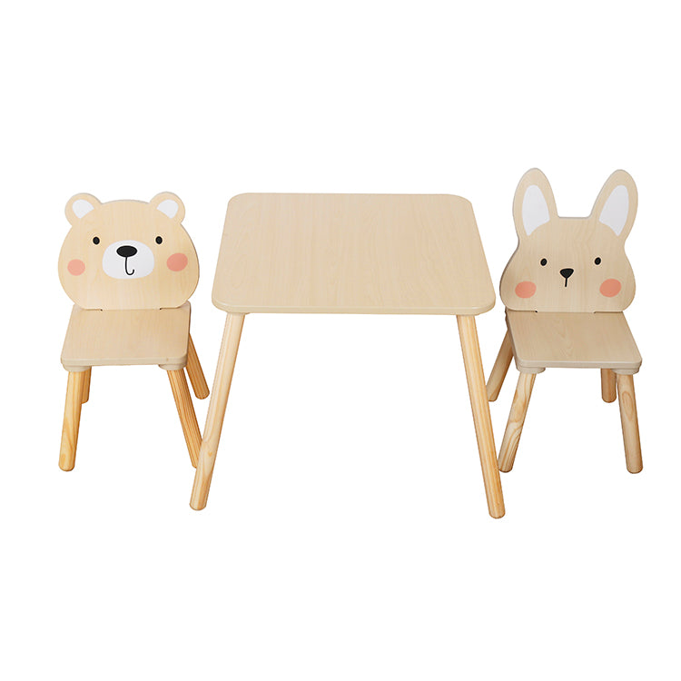 Wooden Kids Table & Chair Set with Bunny Design