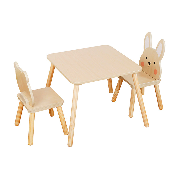 Wooden Kids Table & Chair Set with Bunny Design