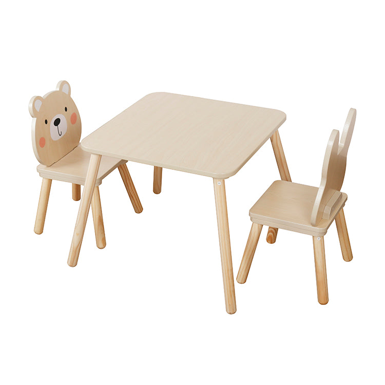 Wooden Kids Table & Chair Set with Bunny Design