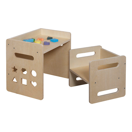 Wholesale Kids Wooden Activity Table & Stool Set, Shape Sorter Play Desk, OEM Available