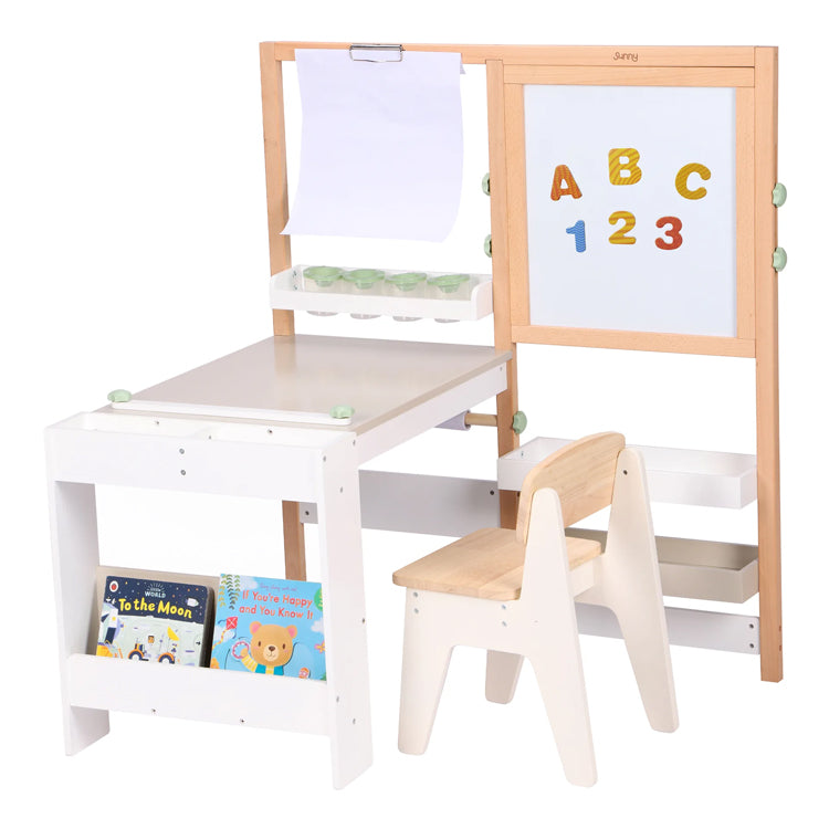 Kids Wooden Art Easel & Desk Set