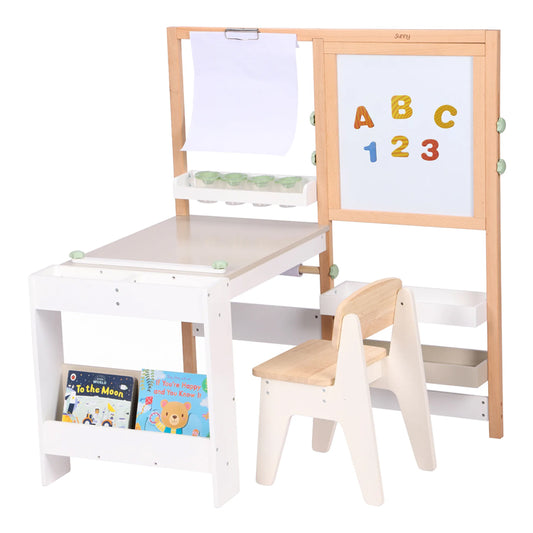 Kids Wooden Art Easel & Desk Set
