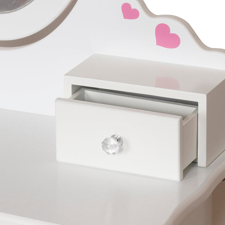 Wholesale Kids White Wooden Vanity Table & Stool Set, OEM Available