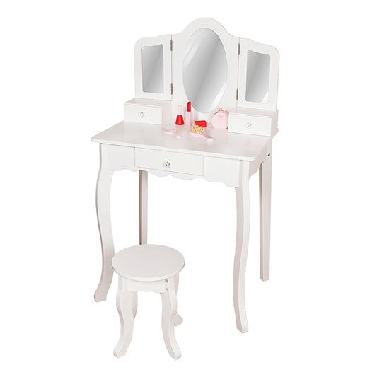 Wholesale Kids Tri-Fold Mirror Wooden Vanity Set, OEM Available