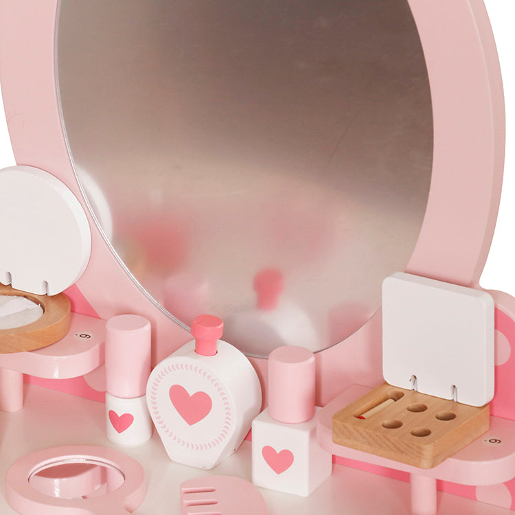 Wholesale Kids Wooden Vanity Table & Stool Set with Accessories, OEM Available