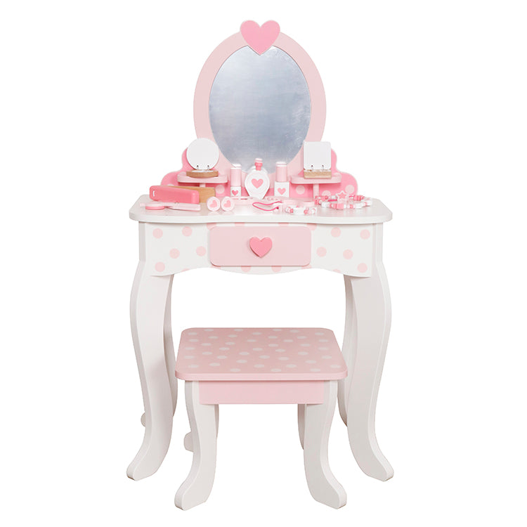 Wholesale Kids Wooden Vanity Table & Stool Set with Accessories, OEM Available