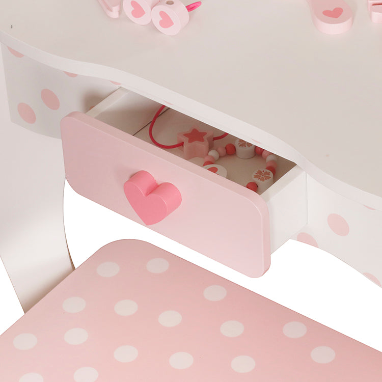 Wholesale Kids Wooden Vanity Table & Stool Set with Accessories, OEM Available