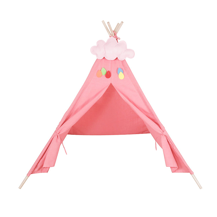 Wholesale Kids Pink Teepee Tent with Cloud & Rain Decor, OEM Available