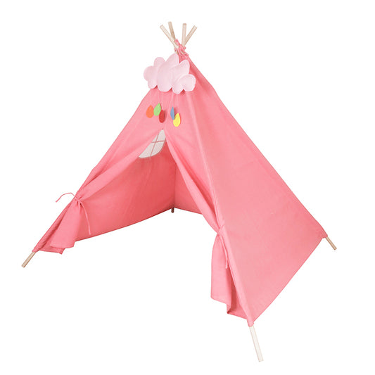 Wholesale Kids Pink Teepee Tent with Cloud & Rain Decor, OEM Available