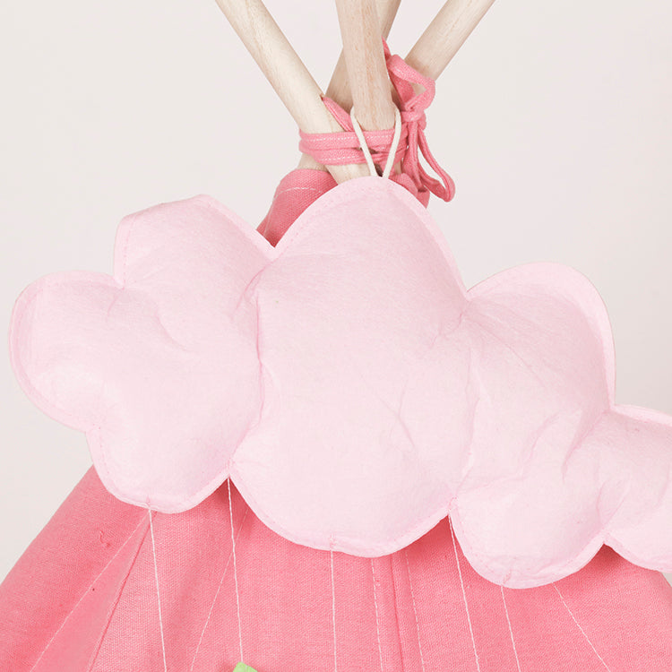 Wholesale Kids Pink Teepee Tent with Cloud & Rain Decor, OEM Available