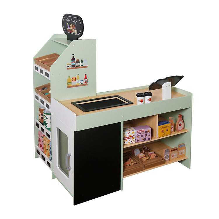 Wholesale Kids Wooden Grocery Store Playset, Pretend Play Supermarket Toy, OEM Available