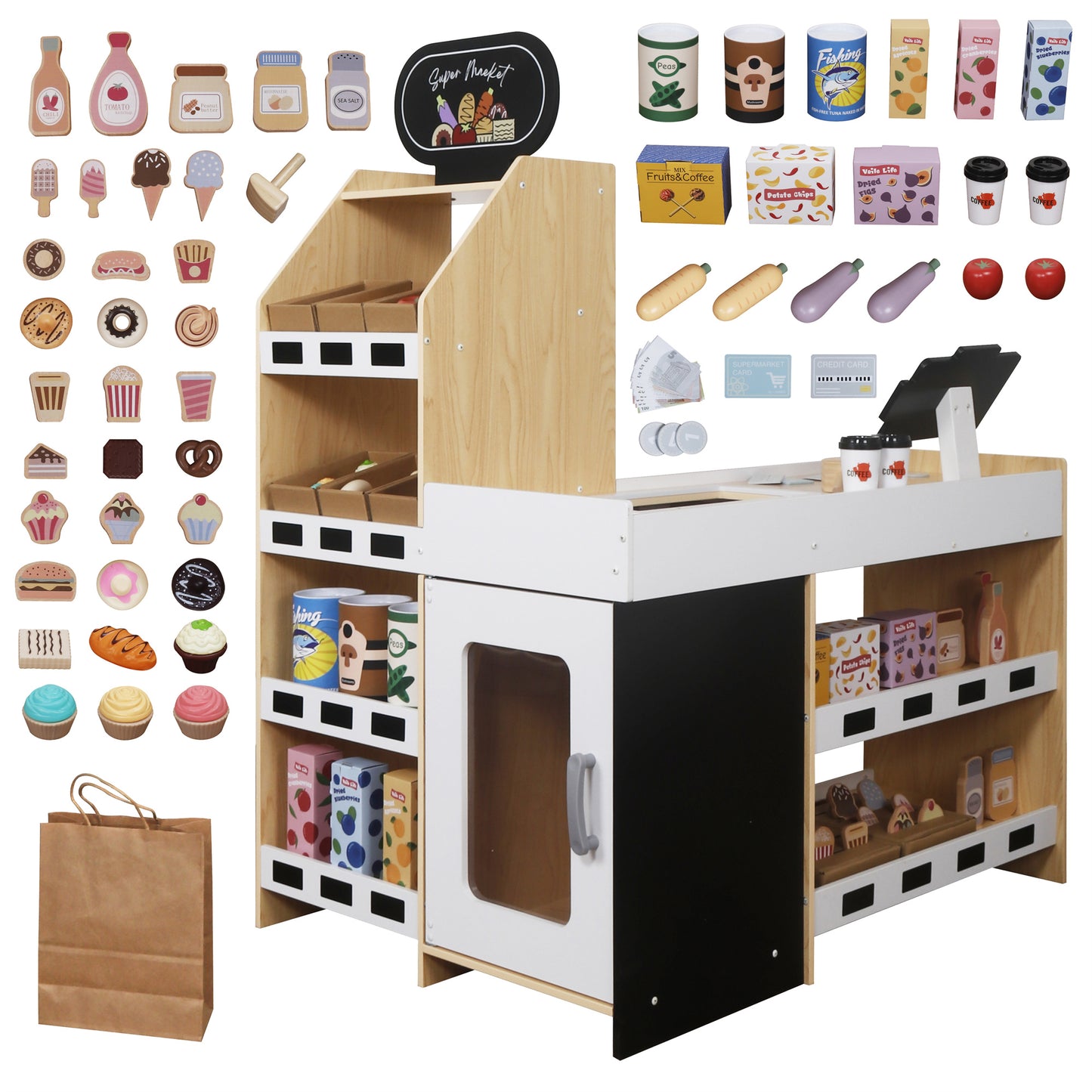 Custom Wooden Supermarket Play Set Manufacturer – Kids Shop & Cash Register Toy