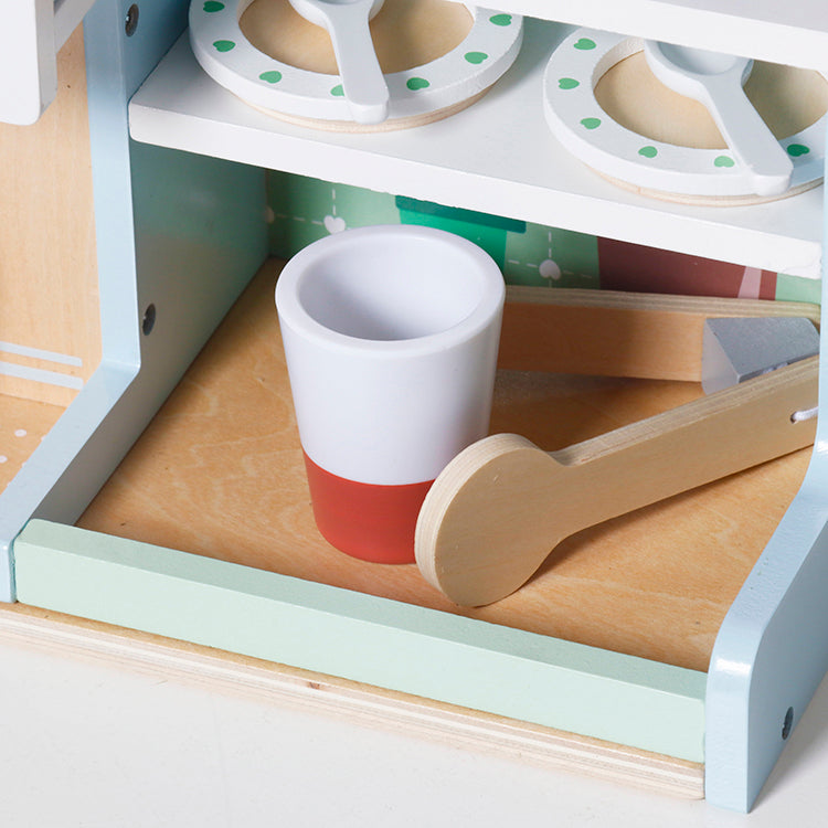 Wholesale Kids Wooden Coffee & Ice Cream Shop Playset, Pretend Play Toy, OEM Available