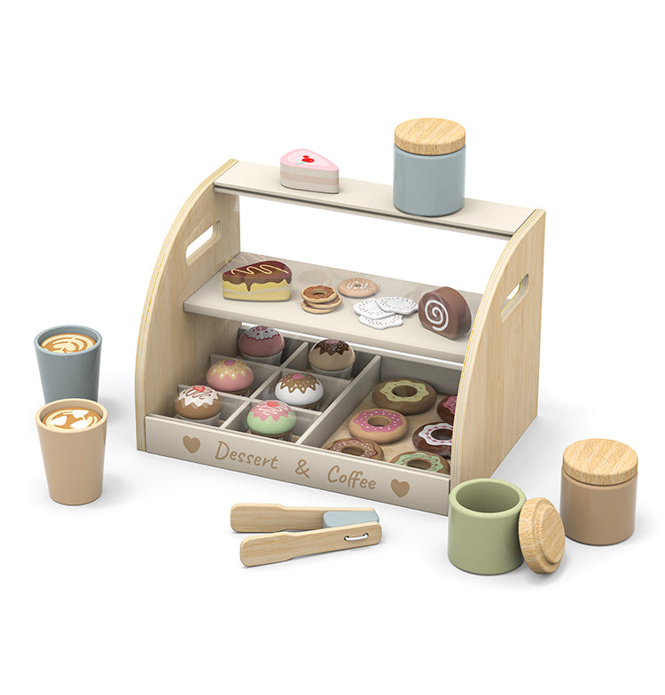 Wholesale Kids Wooden Dessert & Coffee Shop Playset, OEM Available