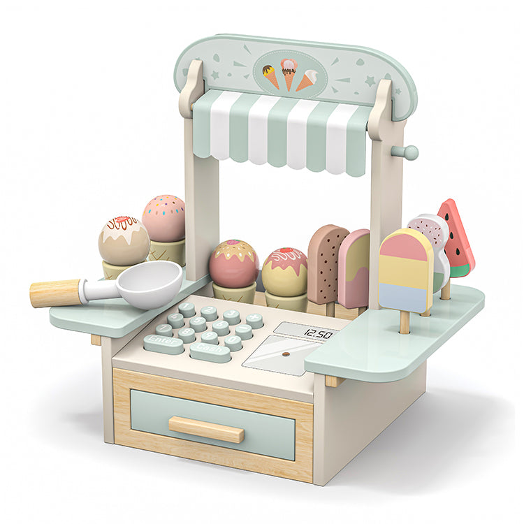 Wholesale Wooden Ice Cream Shop Playset, OEM Available