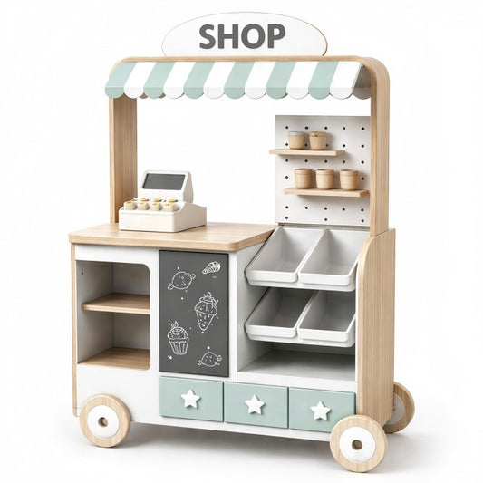 Children Wooden Bakery Shop Cart