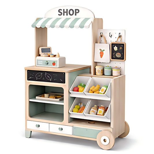 Kids  Wooden Grocery Store Playset