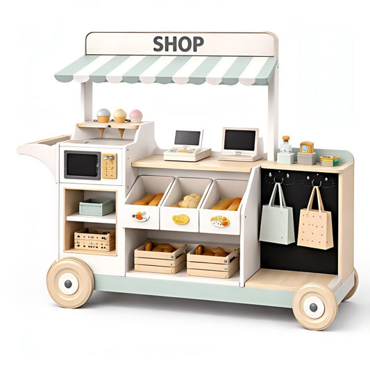 Children Wooden Bakery Shop Cart