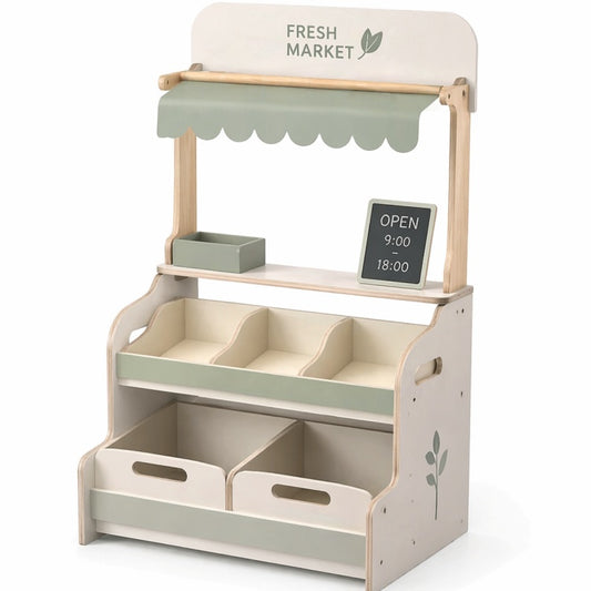OEM Kids Wooden Fresh Market Play Stall
