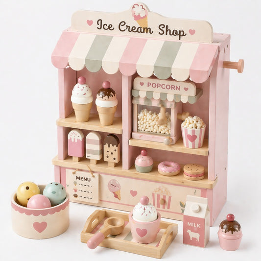 OEM Pink Wooden Ice Cream Shop Playset