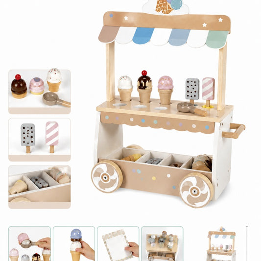 OEM Kids Wooden Ice Cream Cart Playset