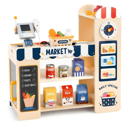 Role Play Kids Mini Supermarket Stand with Cash Register
