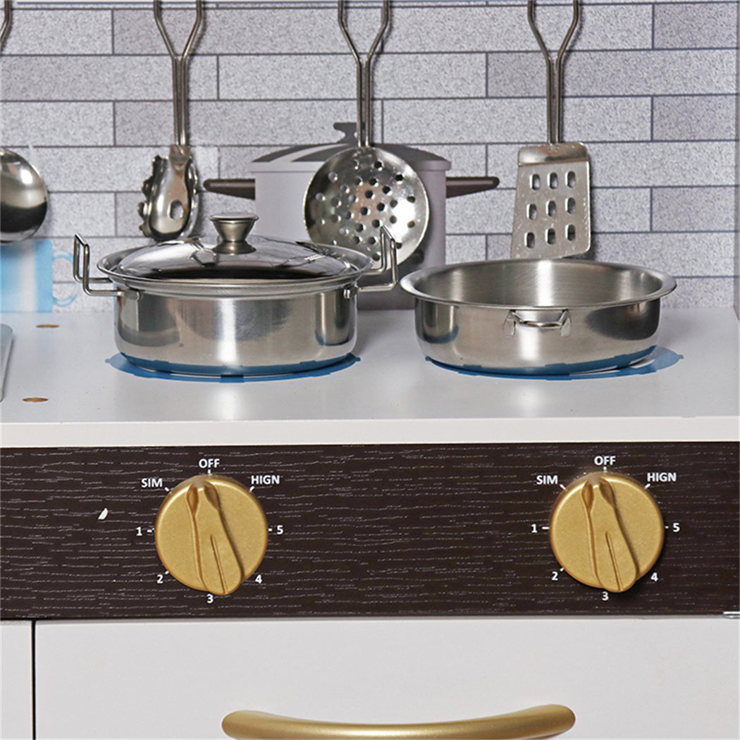 OEM Wooden Kids Play Kitchen Set – Modern Kitchen Toy with LED Lights