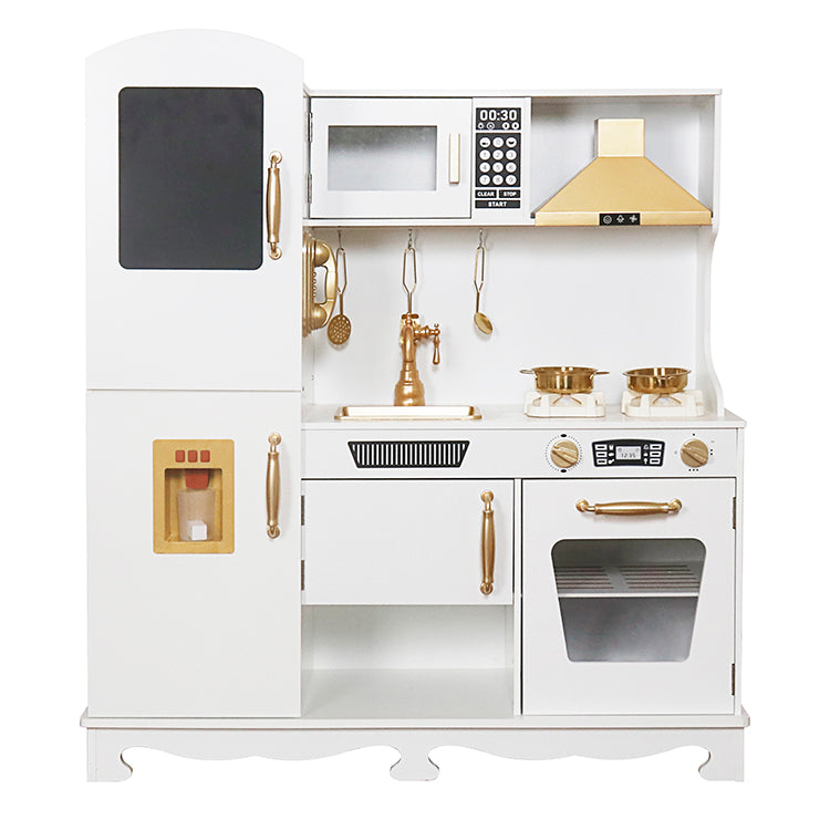 Wholesale Kids White & Gold Wooden Play Kitchen, OEM Available