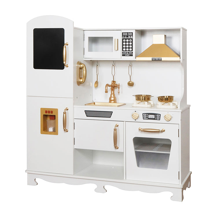 Wholesale Kids White & Gold Wooden Play Kitchen, OEM Available