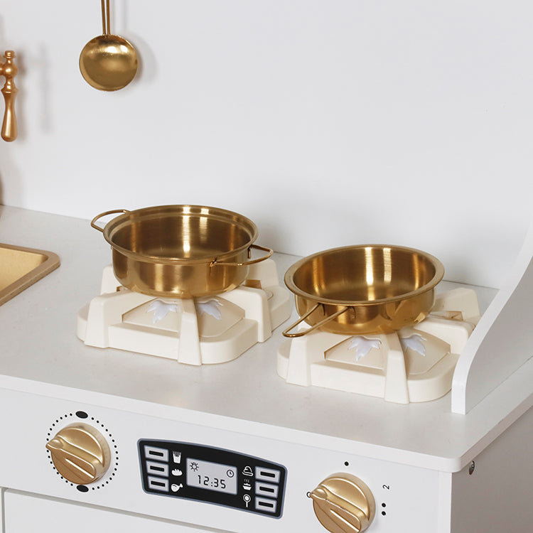 Wholesale Kids White & Gold Wooden Play Kitchen, OEM Available