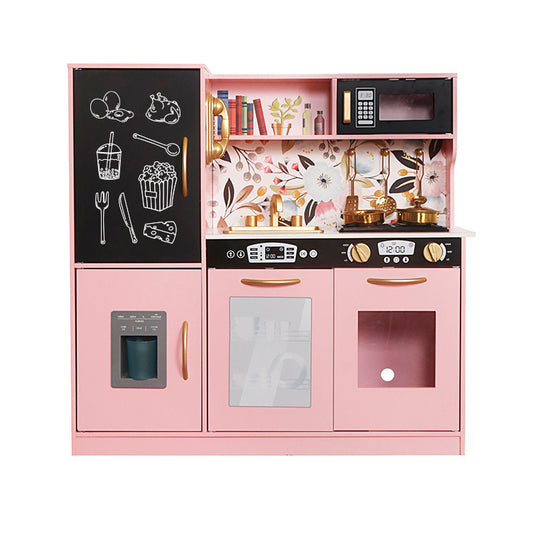 Wholesale Kids Pink Floral Wooden Play Kitchen, OEM Available