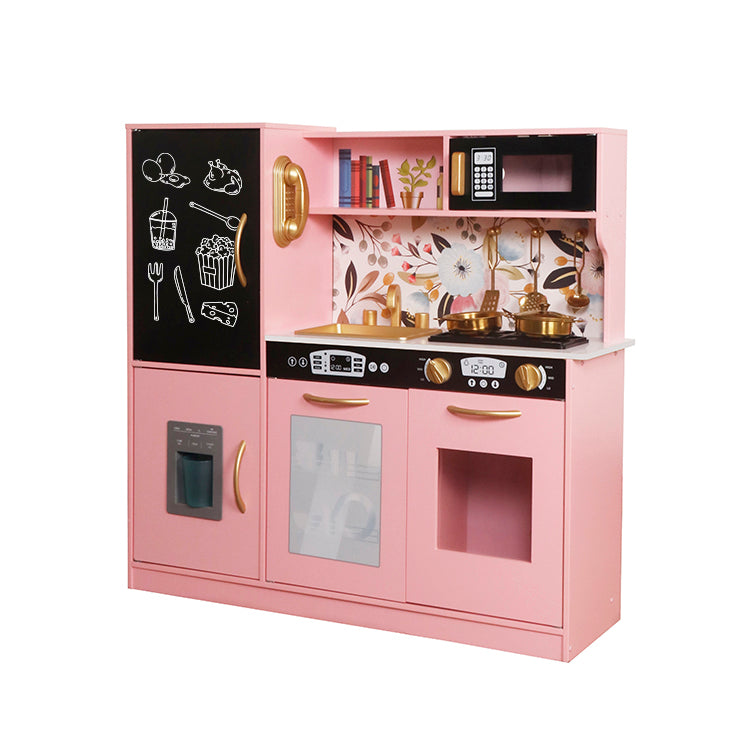 Wholesale Kids Pink Floral Wooden Play Kitchen, OEM Available