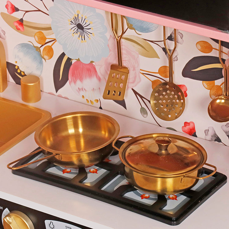 Wholesale Kids Pink Floral Wooden Play Kitchen, OEM Available