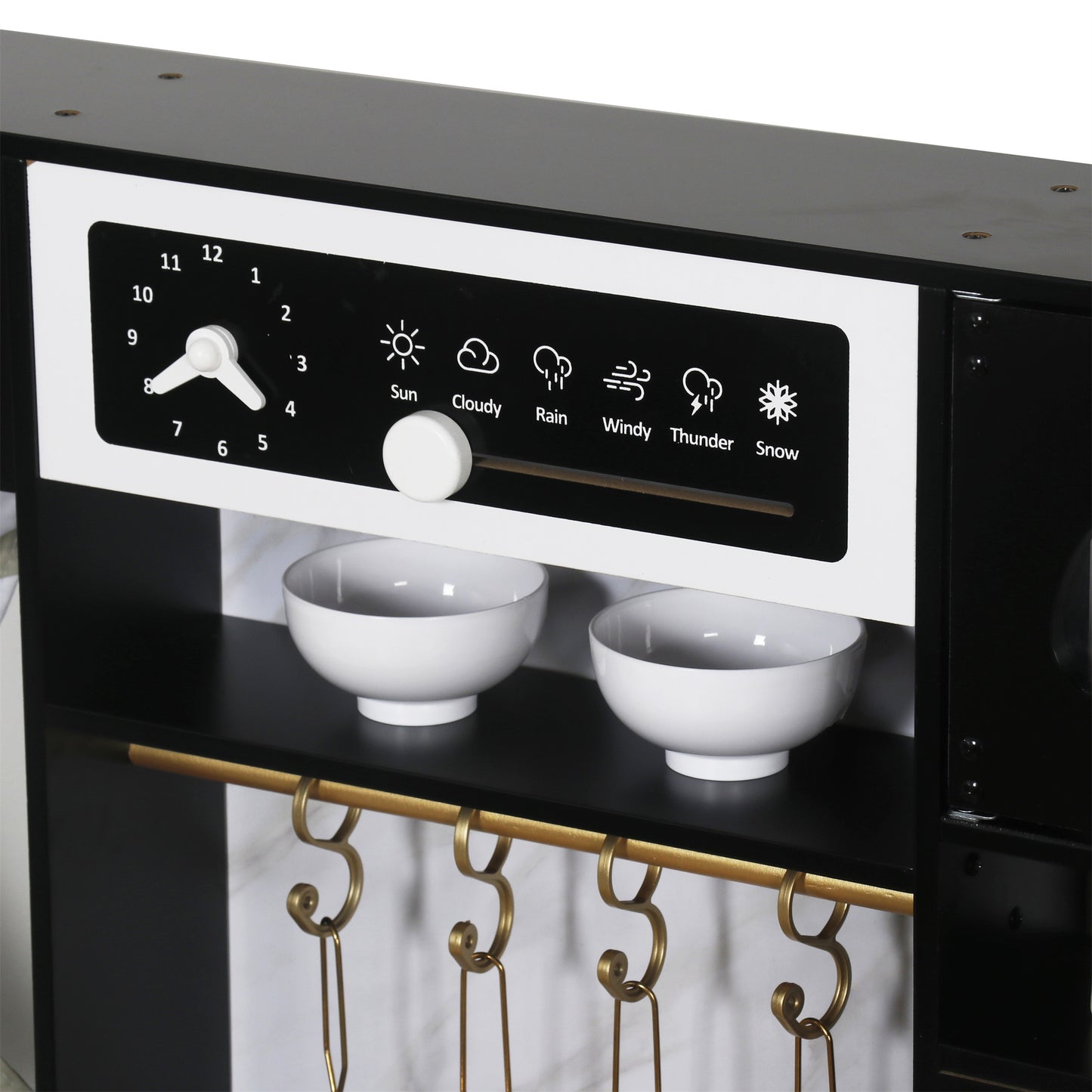 Custom Wooden Play Kitchen – Premium Black Gold Kids Kitchen Toy