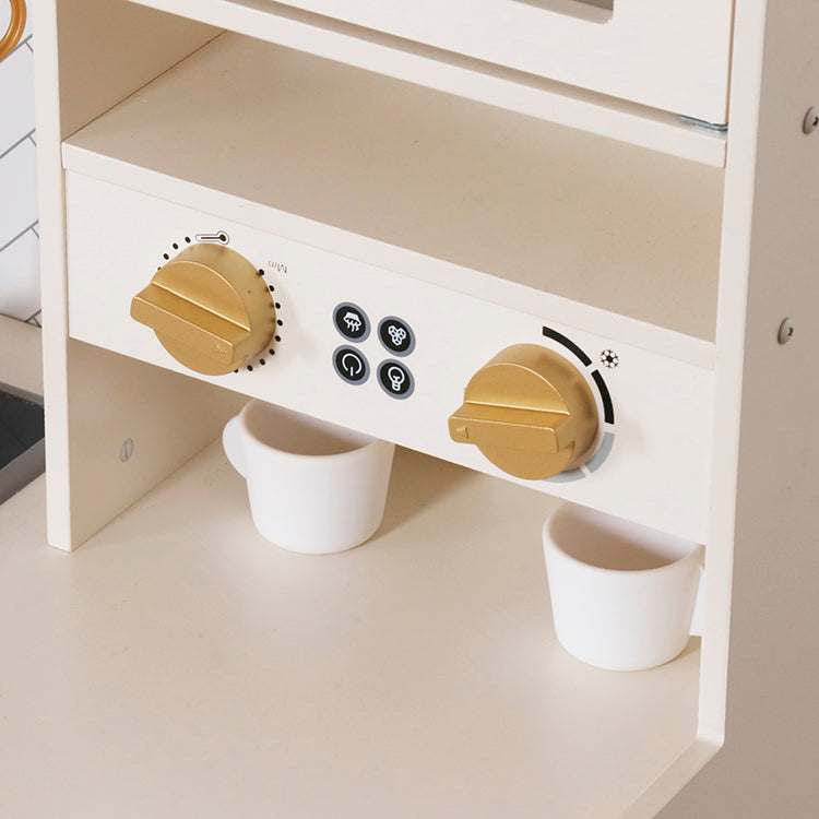 Wholesale Kids Cream & Gold Wooden Play Kitchen, OEM Available