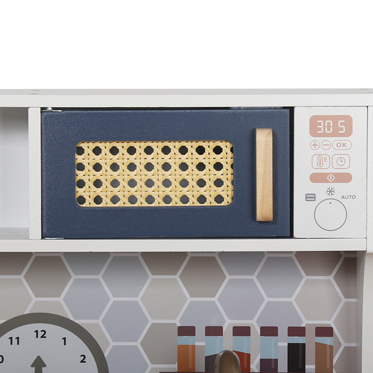 Modern Blue Wooden Play Kitchen Kids Pretend Cooking Set