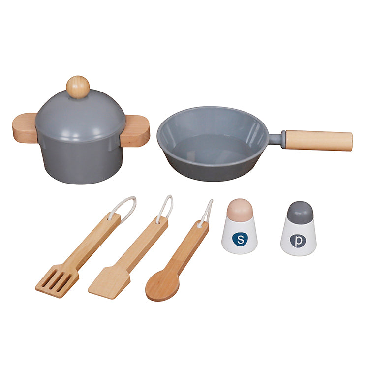 Modern Blue Wooden Play Kitchen Kids Pretend Cooking Set
