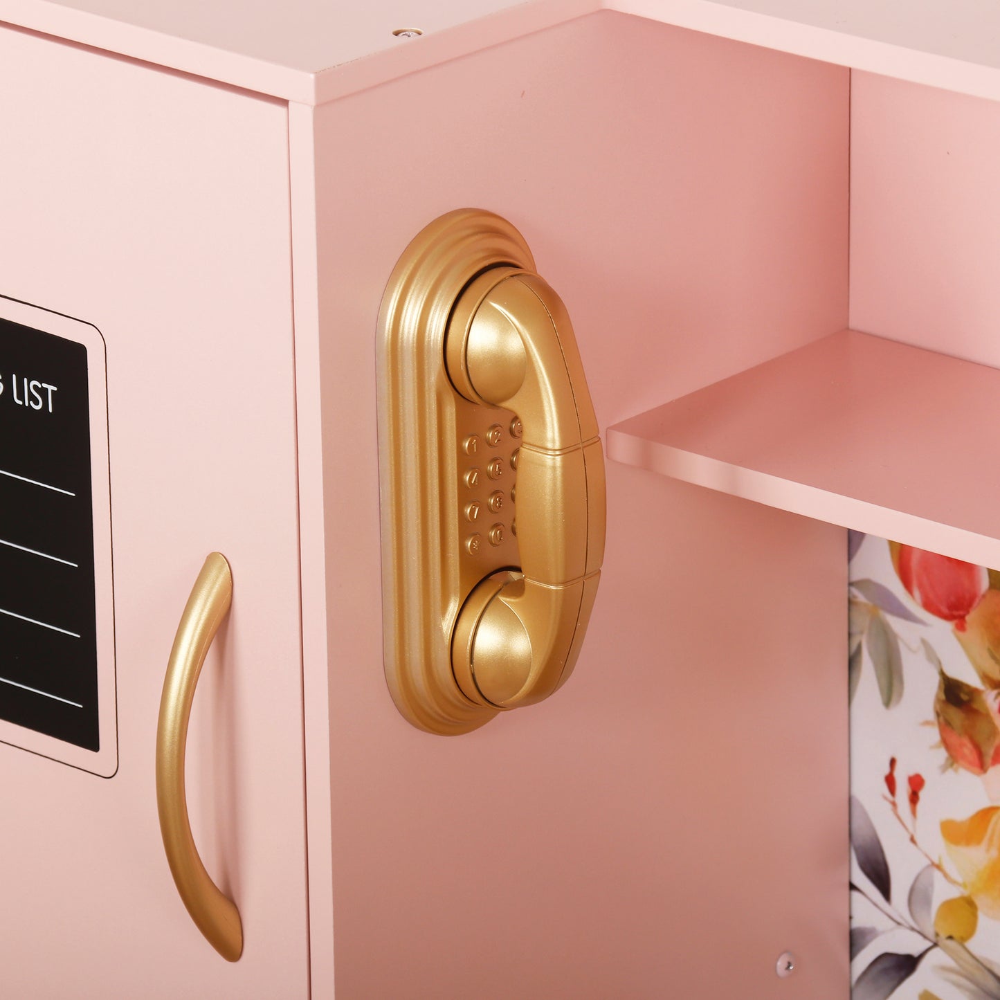 Custom Wooden Play Kitchen Manufacturer – Pink Floral Kids Kitchen Set OEM Supplier