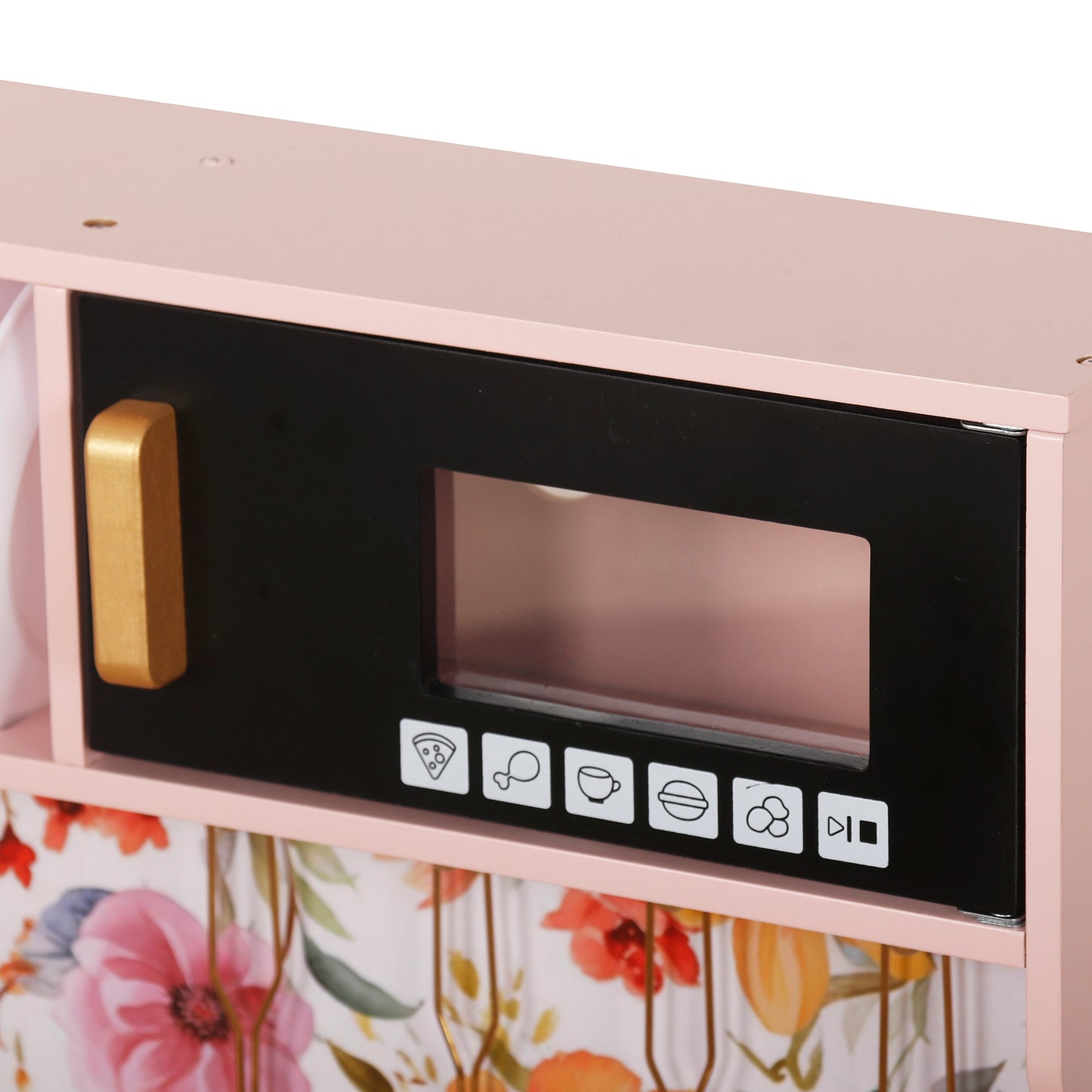Custom Wooden Play Kitchen Manufacturer – Pink Floral Kids Kitchen Set OEM Supplier