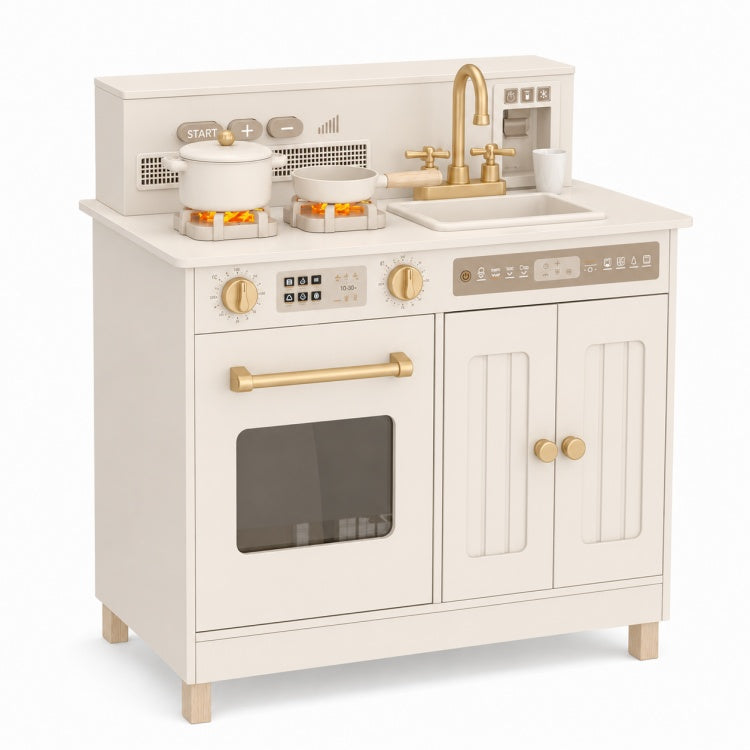 Gold Sound Effect Wooden Play Kitchen