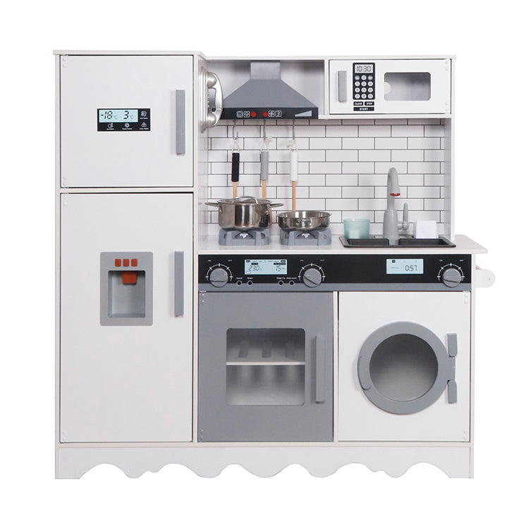 Wholesale Kids White & Grey Wooden Play Kitchen, OEM Available