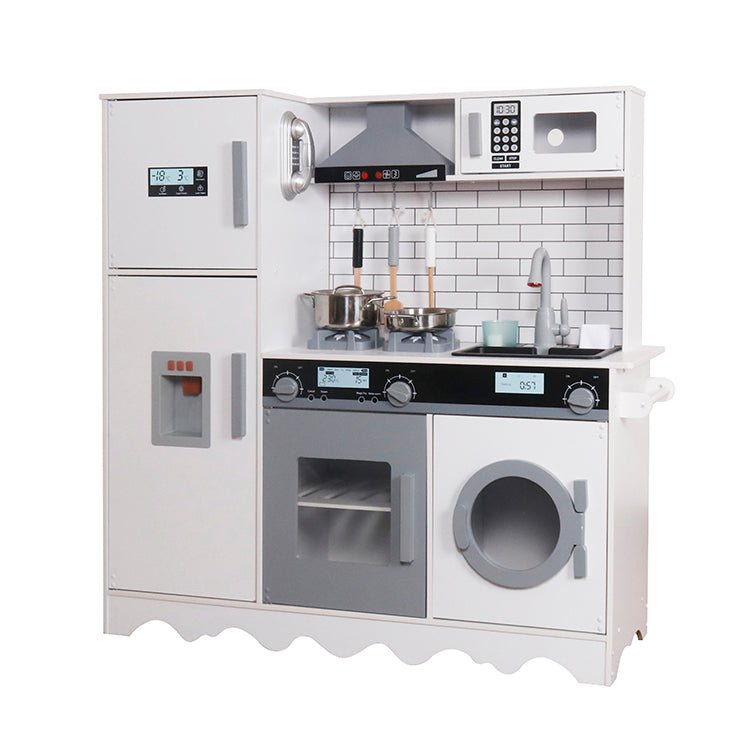 Wholesale Kids White & Grey Wooden Play Kitchen, OEM Available