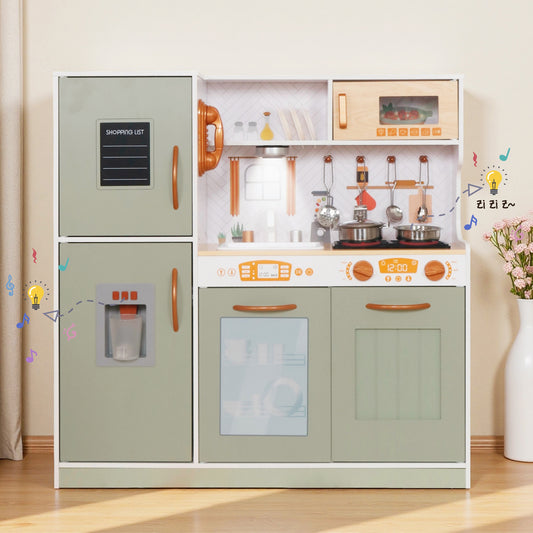 Custom Wooden Play Kitchen Manufacturer – Vintage Mint Green Kids Kitchen Set