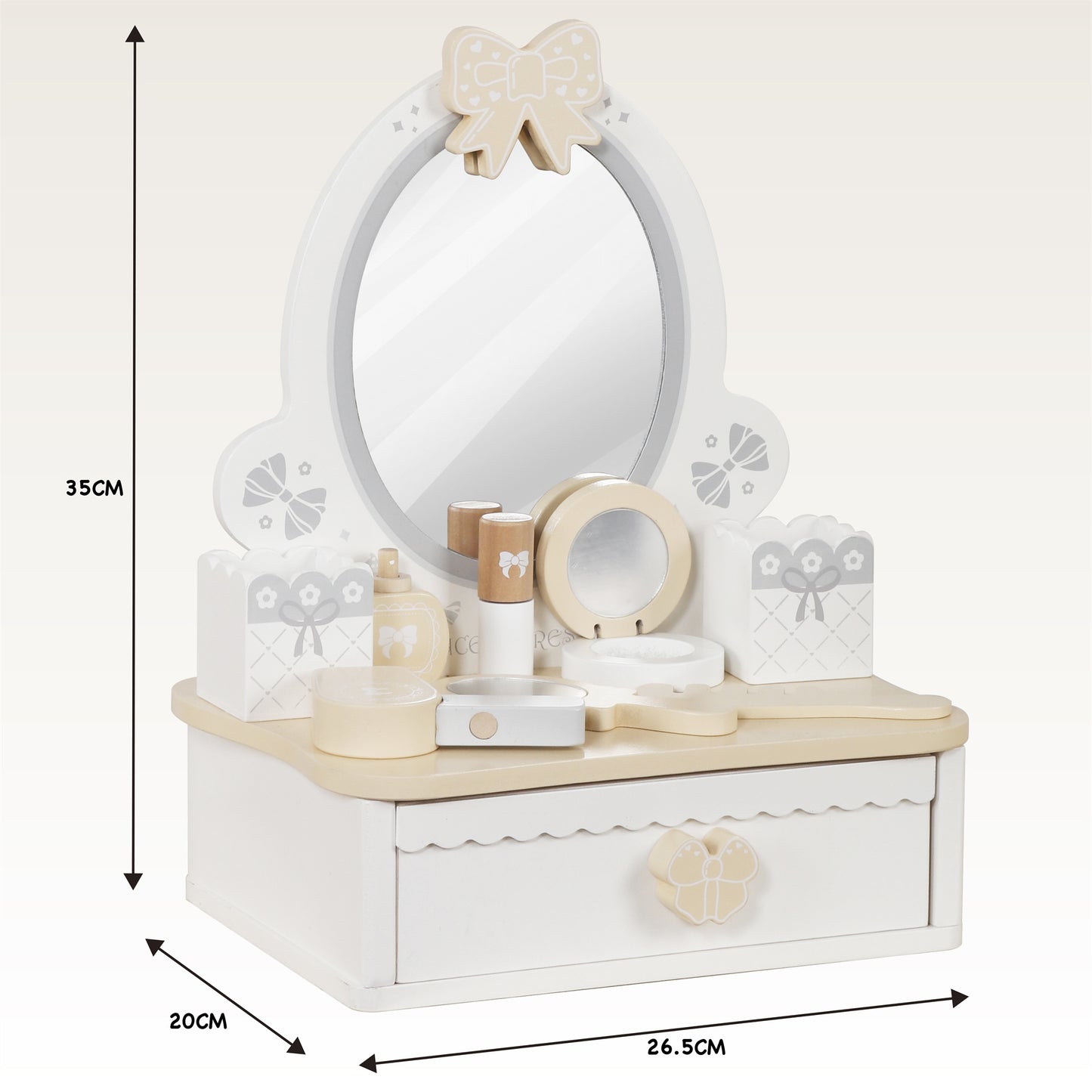 Custom Wooden Kids Dressing Table Manufacturer – Cream White Vanity Set Toy
